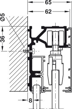 Kování pro posuvné dveře, Hawa Porta 100 G/GU/GM/GF/GFO, sada