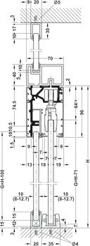 Kování pro posuvné dveře, Hawa Porta 100 G/GU/GM/GF/GFO, sada