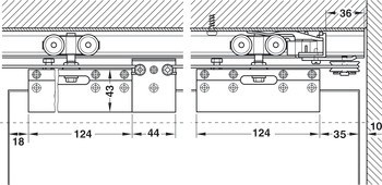 Kování pro posuvné dveře, Hawa Porta 100 G/GU/GM/GF/GFO, sada