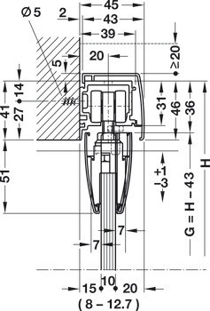 Kování pro posuvné dveře, Hawa Porta 100 G/GU/GM/GF/GFO, sada
