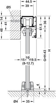 Kování pro posuvné dveře, Hawa Porta 100 GMD, sada bez pojezdové kolejnice