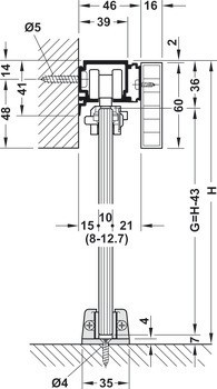 Kování pro posuvné dveře, Hawa Porta 100 GMD, sada s pojezdovou kolejnicí