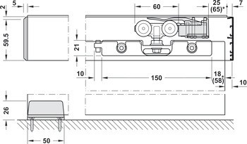 Kování pro posuvné dveře, Hawa Porta 100 GMD, sada s pojezdovou kolejnicí