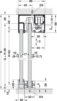 Kování pro posuvné dveře, Hawa Porta 100 GW/GWF, sada