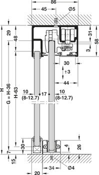 Kování pro posuvné dveře, Hawa Porta 100 GW/GWF Synchro, sada