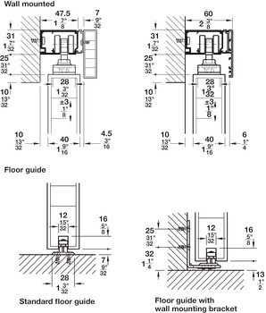 Kování pro posuvné dveře, Hawa Porta 60/100 H/HC, sada