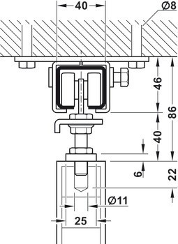 Kování pro posuvné dveře, Hawa Porta 300 H, sada