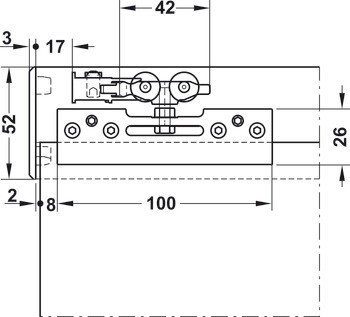 Kování pro posuvné dveře, Hawa Porta 40 GE, sada bez pojezdové kolejnice