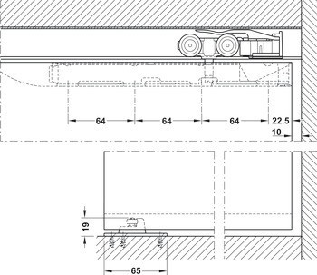 Kování pro posuvné dveře, Hawa Porta 60/100 HM, sada s pojezdovou kolejnicí