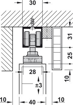 Kování pro posuvné dveře, Hawa Porta 60/100 H/HC, sada