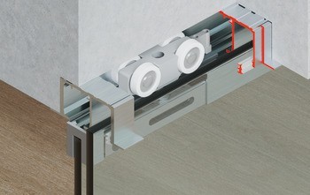 Kování pro posuvné dveře, Häfele Slido D-Line11 50J / 80J / 120J, sada bez pojezdové kolejnice