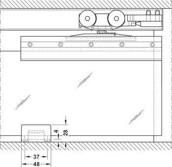 Kování pro posuvné dveře, Häfele Slido D-Line11 50L / 80L / 120L, sada bez pojezdové kolejnice