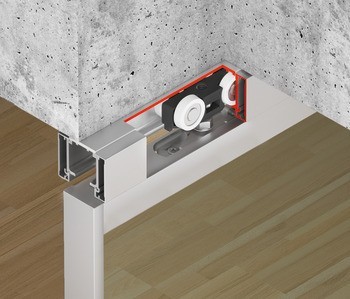 Kování pro posuvné dveře, Häfele Slido D-Line11 50C / 80C / 120C, sada bez pojezdové kolejnice