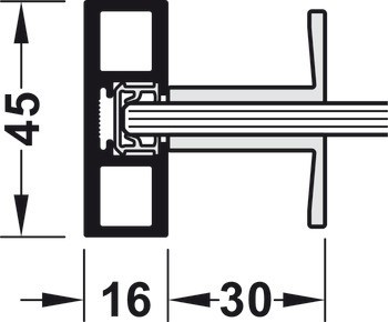 Kování pro posuvné dveře, Häfele Slido D-Line11 50C / 80C / 120C, sada bez pojezdové kolejnice