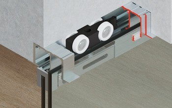 Kování pro posuvné dveře, Häfele Slido D-Line11 50J / 80J / 120J, sada bez pojezdové kolejnice