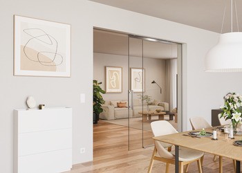 Kování pro posuvné dveře, Häfele Slido D-Line11 50L / 80L / 120L, sada bez pojezdové kolejnice