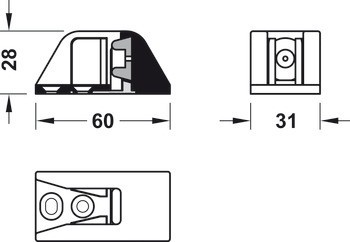 Kování pro posuvné dveře, Häfele Slido D-Line11 50L / 80L / 120L, sada bez pojezdové kolejnice