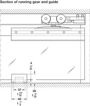 Kování pro posuvné dveře, Häfele Slido D-Line11 50L / 80L / 120L, sada bez pojezdové kolejnice