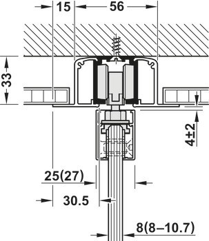 Kování pro posuvné dveře, Häfele Slido D-Line11 50J / 80J / 120J, sada bez pojezdové kolejnice