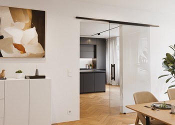 Kování pro posuvné dveře, Häfele Slido D-Line11 50J / 80J / 120J, sada bez pojezdové kolejnice