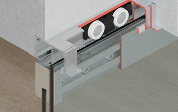 Kování pro posuvné dveře, Häfele Slido D-Line11 50L / 80L / 120L, sada bez pojezdové kolejnice