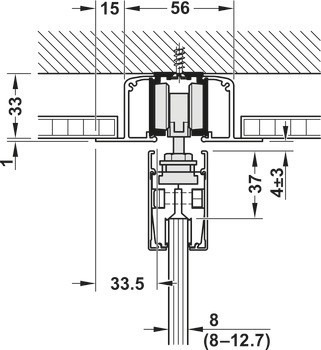 Kování pro posuvné dveře, Häfele Slido D-Line11 50L / 80L / 120L, sada bez pojezdové kolejnice