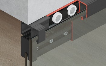 Kování pro posuvné dveře, Häfele Slido D-Line11 50L / 80L / 120L, sada bez pojezdové kolejnice