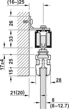 Kování pro posuvné dveře, Häfele Slido D-Line11 50L / 80L / 120L, sada bez pojezdové kolejnice