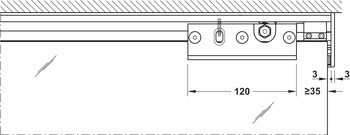 Kování pro posuvné dveře, Häfele Slido D-Line12 50F / 80F / 120F, sada bez mechanismu tlumeného zavírání
