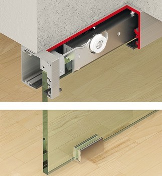 Kování pro posuvné dveře, Häfele Slido D-Line12 50F / 80F / 120F, sada bez mechanismu tlumeného zavírání