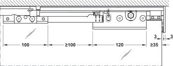 Kování pro posuvné dveře, Häfele Slido D-Line12 50F / 80F / 120F, sada bez mechanismu tlumeného zavírání