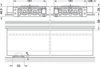 Kování pro posuvné dveře, Slido D-Line41 50X / 80X, sada