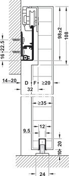 Kování pro posuvné dveře, Slido D-Line41 50X / 80X, sada