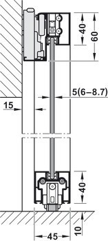 Kování pro posuvné dveře, Slido D-Line43 80N, rámové dveře pro skleněný a dřevěný panel