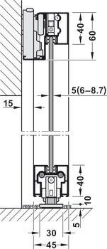 Kování pro posuvné dveře, Slido D-Line43 80N, rámové dveře pro skleněný a dřevěný panel