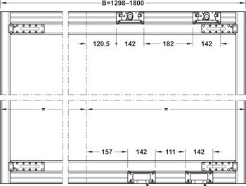 Kování pro posuvné dveře, Slido Flat 60 FB, v rovině, sada