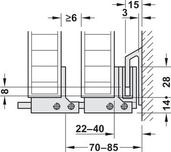 kování pro posuvné předokenní žaluzie, Hawa Frontslide 60 A, sada nízké pojezdové kolejnice