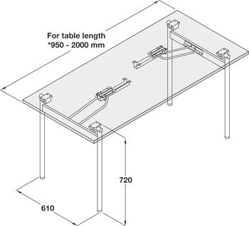 Kování pro sklopný stůl, Kování pro sklopný stůl