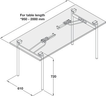 Kování pro sklopný stůl, ocel