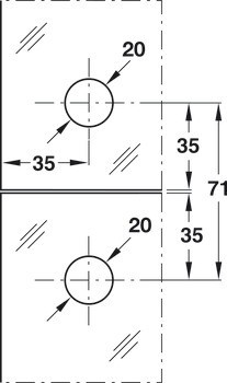 Kování pro spojení stěny a skla, O, bez závitu, Startec