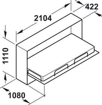 Kování vestavné sklopné postele, Duoletto, příčná montáž, s lamelovým roštem