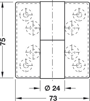 Křídlový závěs, Hewi B 9505.75 K, pro bezfalcové vnitřní dveře do 80 kg