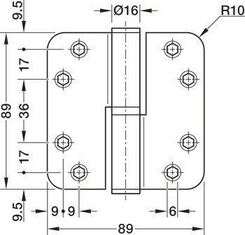 Křídlový závěs, pro bezfalcové vnitřní dveře do 100 kg, Startec