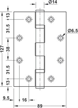 Křídlový závěs, Pro bezfalcové vnitřní dveře do 120 kg, Startec