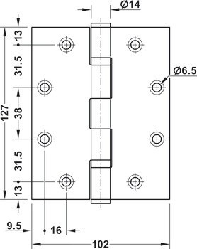 Křídlový závěs, Pro bezfalcové vnitřní dveře do 120 kg, Startec