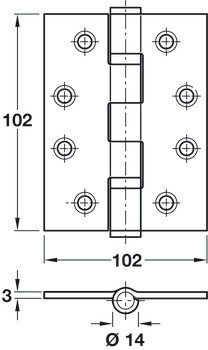 Křídlový závěs, Pro bezfalcové vnitřní dveře do 120 kg, Startec