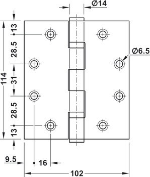 Křídlový závěs, Pro bezfalcové vnitřní dveře do 120 kg, Startec