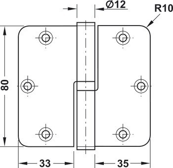 Křídlový závěs, pro bezfalcové vnitřní dveře do 48 kg, Startec