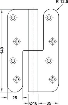 Křídlový závěs, pro bezfalcové vnitřní dveře do 60 kg