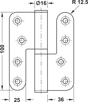 Křídlový závěs, pro bezfalcové vnitřní dveře do 68 kg, Startec